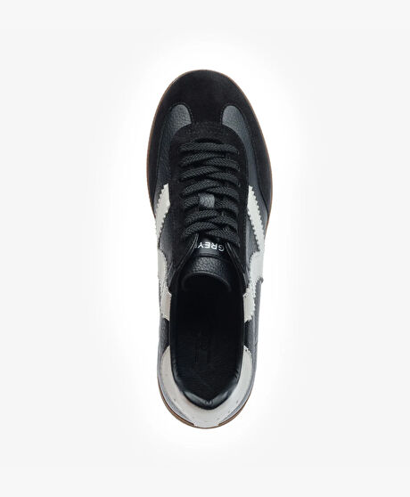 Erkek Siyah Hakiki Deri Sneaker Ayakkabı