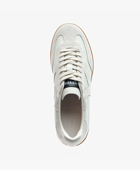 Erkek Kirli Beyaz Hakiki Deri Sneaker Ayakkabı