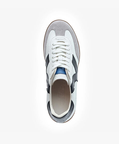 Erkek Beyaz Siyah Hakiki Deri Sneaker Ayakkabı