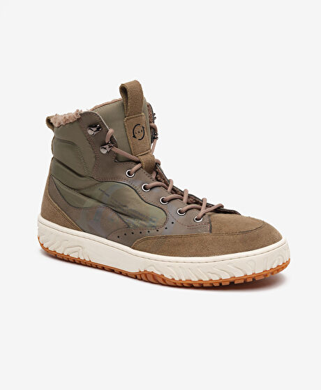 Erkek Kamuflaj Hakiki Deri Sneaker Bot