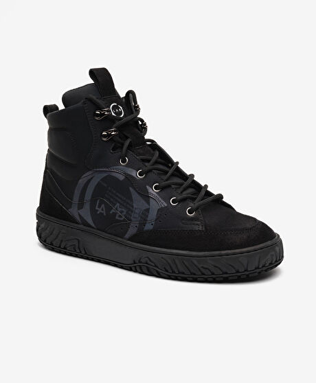 Erkek Siyah Hakiki Deri Sneaker Bot