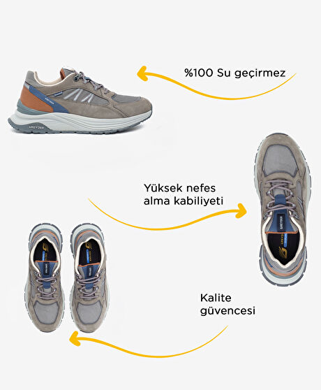 Erkek Koyu Gri Hakiki Deri Outdoor Ayakkabı