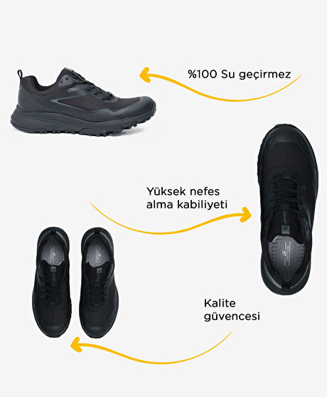 Erkek Siyah Su Geçirmez Outdoor Ayakkabı