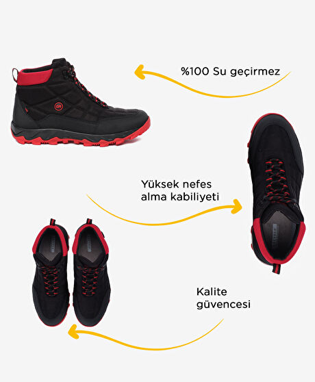 Erkek Siyah Kırmızı Su Geçirmez Outdoor Bot