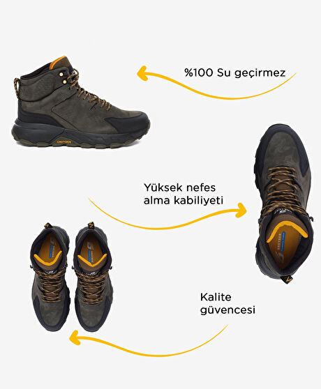 Erkek Haki Siyah Hakiki Deri Su Geçirmez Outdoor Bot