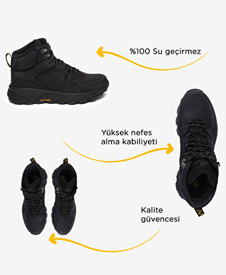 Erkek Siyah Hakiki Deri Su Geçirmez Outdoor Bot