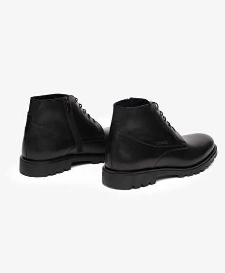 Erkek Siyah Hakiki Deri Klasik Bot