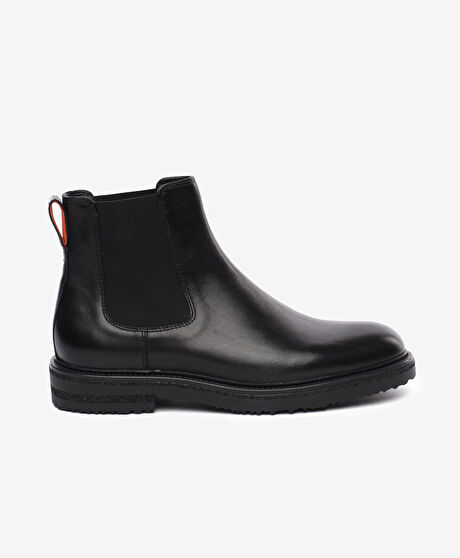Erkek Siyah Hakiki Deri Chelsea Bot