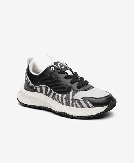 Greyder LAB Kadın Siyah Beyaz Hakiki Deri Spor Ayakkabı