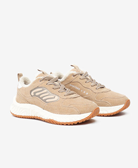 Greyder LAB Kadın Bej Hakiki Deri Spor Ayakkabı