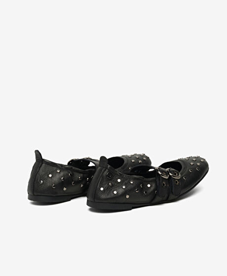 Kadın Siyah Hakiki Deri Babet