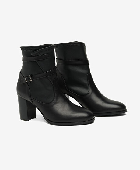Kadın Siyah Hakiki Deri Topuklu Bot