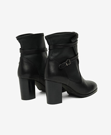 Kadın Siyah Hakiki Deri Topuklu Bot