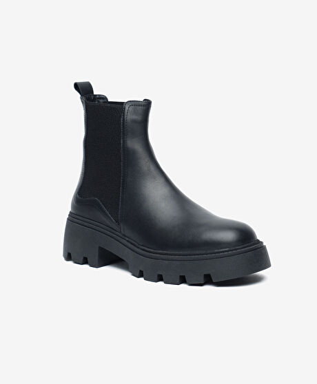 Kadın Siyah Hakiki Deri Chelsea Bot
