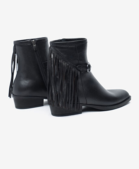 Kadın Siyah Hakiki Deri Topuklu Bot