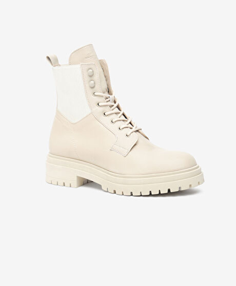 Kadın Ekru Hakiki Deri Bot