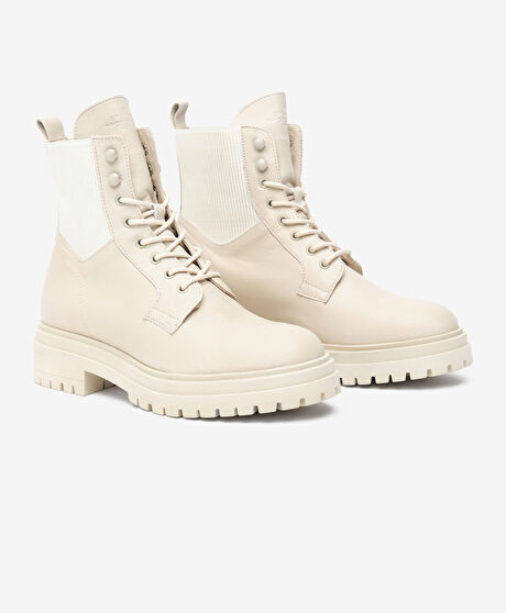 Kadın Ekru Hakiki Deri Bot