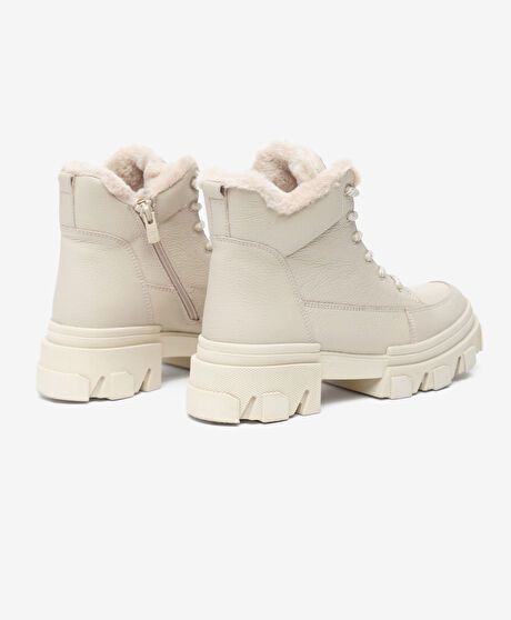 Kadın Ekru Hakiki Deri Bot