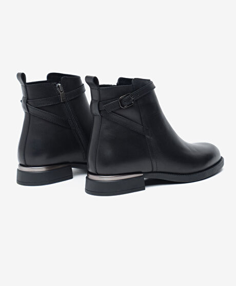 Kadın Siyah Hakiki Deri Bot