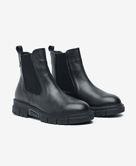 Kadın Siyah Hakiki Deri Chelsea Bot