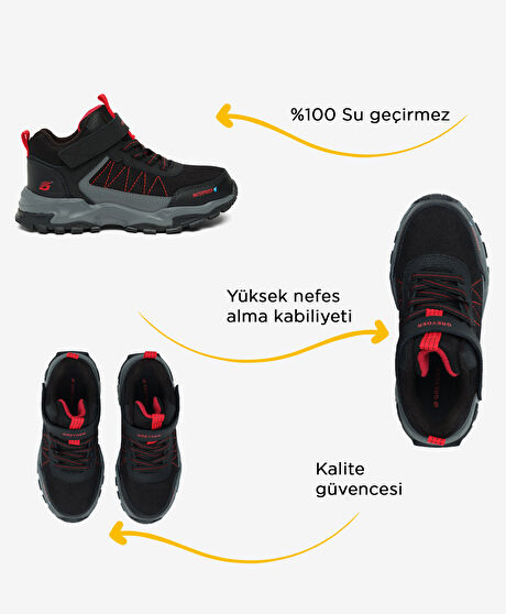 Çocuk Siyah Bordo Su Geçirmez Outdoor Bot