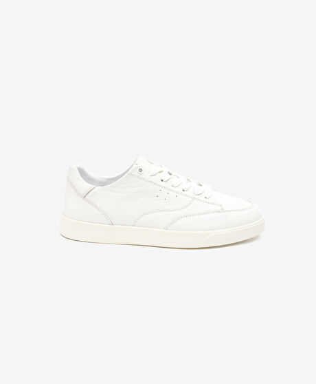 Erkek Kirli Beyaz Hakiki Deri Sneaker Ayakkabı