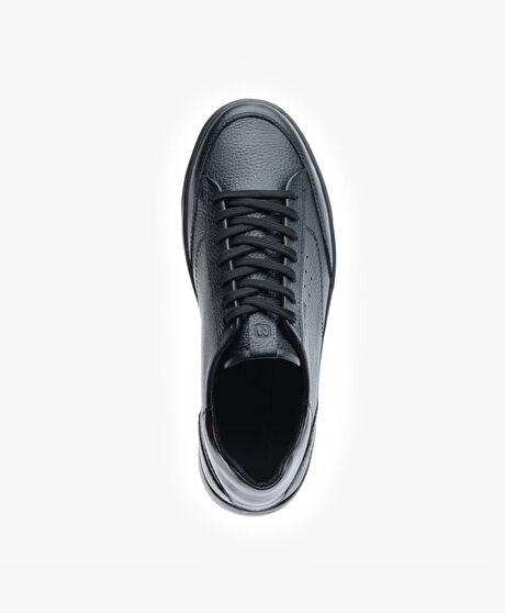 Erkek Siyah Hakiki Deri Sneaker Ayakkabı