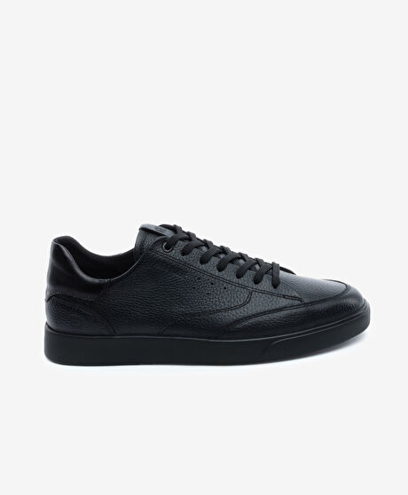Erkek Siyah Hakiki Deri Sneaker Ayakkabı