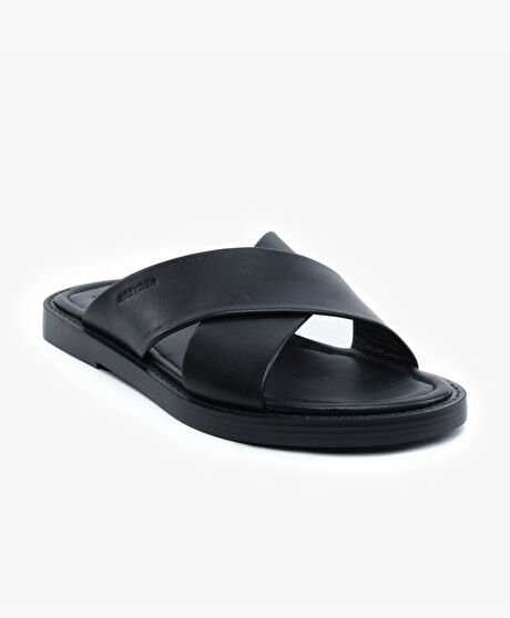 Erkek Siyah Hakiki Deri Terlik