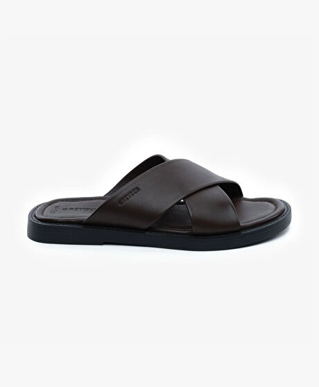 Erkek Kahverengi Hakiki Deri Terlik