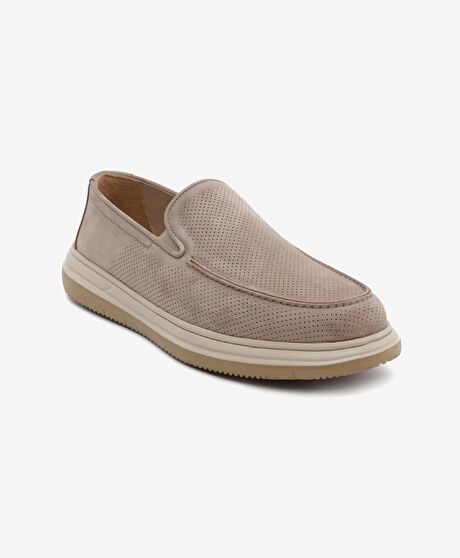 Erkek Vizon Nubuk Hakiki Deri Loafer Ayakkabı