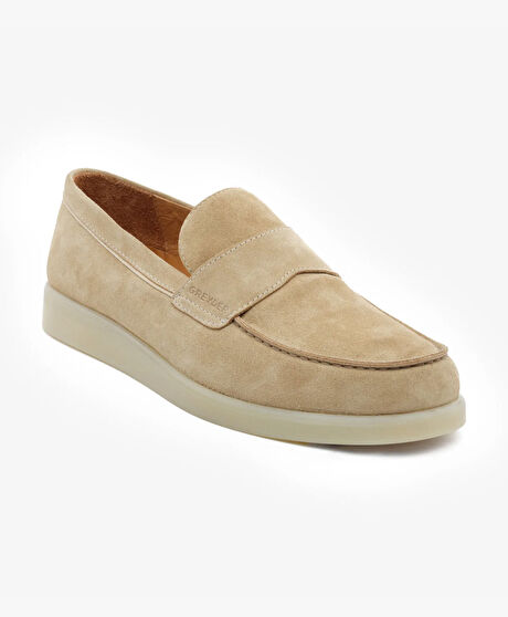 Erkek Bej Hakiki Deri Loafer Ayakkabı