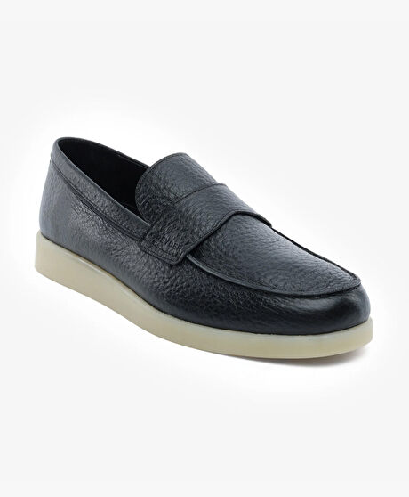 Erkek Siyah Hakiki Deri Loafer Ayakkabı