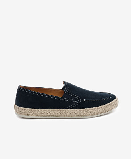 Erkek Lacivert Hakiki Deri Loafer Ayakkabı