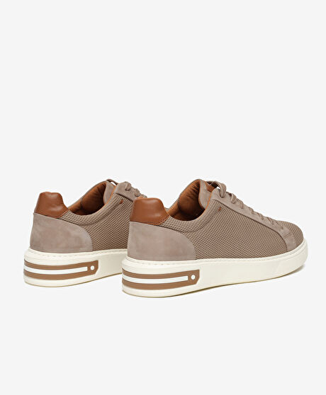 Erkek Vizon Hakiki Deri Sneaker Ayakkabı