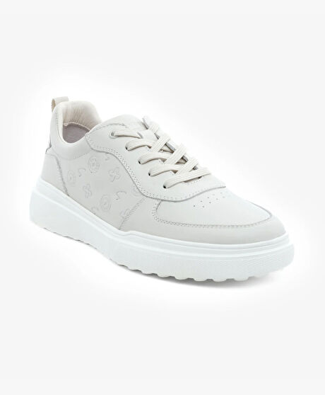 Erkek Kirli Beyaz Hakiki Deri Sneaker Ayakkabı
