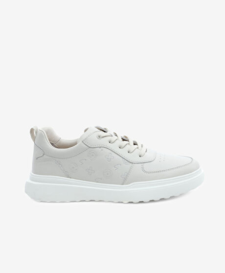 Erkek Kirli Beyaz Hakiki Deri Sneaker Ayakkabı