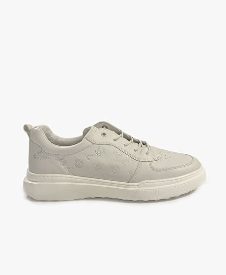 Erkek Kirli Beyaz Hakiki Deri Sneaker Ayakkabı