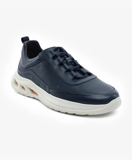 Erkek Lacivert Hakiki Deri Spor Ayakkabı