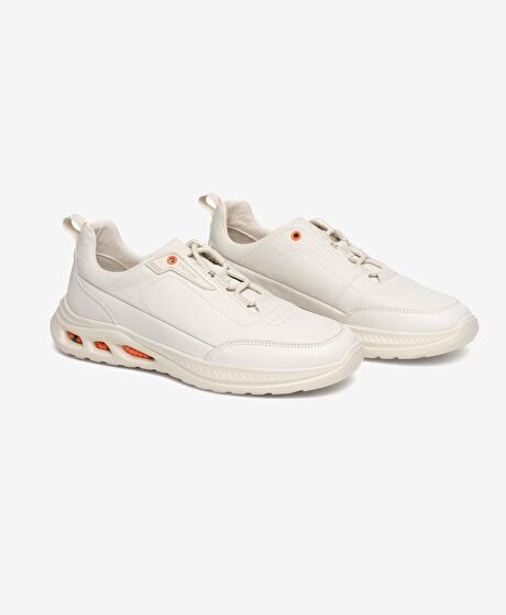 Erkek Kirli Beyaz Hakiki Deri Spor Ayakkabı