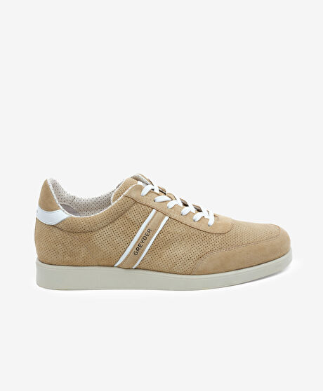 Erkek Bej Hakiki Deri Sneaker Ayakkabı