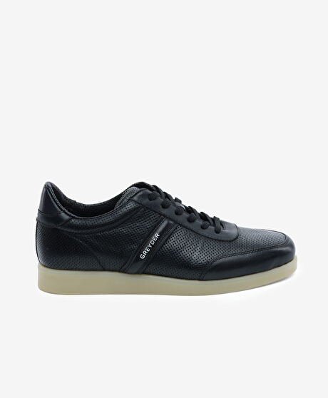 Erkek Siyah Hakiki Deri Sneaker Ayakkabı