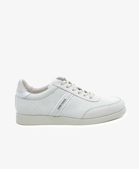 Erkek Beyaz Hakiki Deri Sneaker Ayakkabı