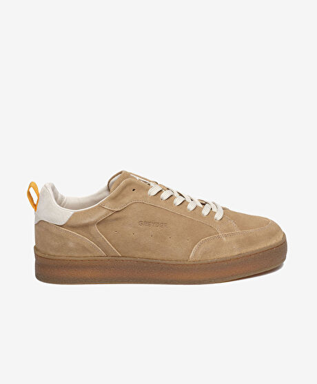 Erkek Vizon Hakiki Deri Sneaker Ayakkabı