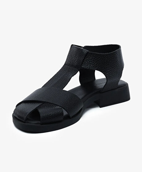 Kadın Siyah Hakiki Deri Sandalet