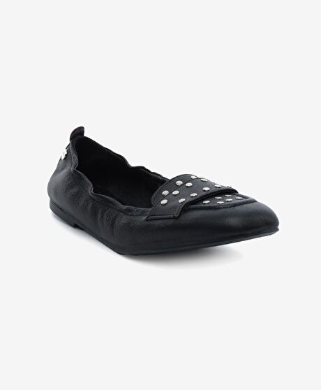 Kadın Siyah Hakiki Deri Babet