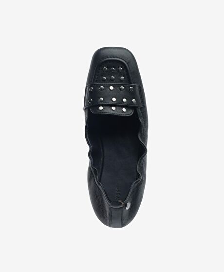 Kadın Siyah Hakiki Deri Babet