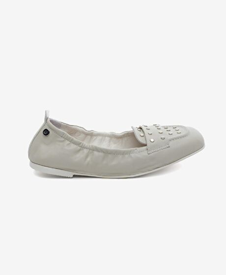 Kadın Bej Hakiki Deri Babet