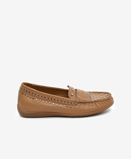 Kadın Taba Hakiki Deri Loafer Ayakkabı
