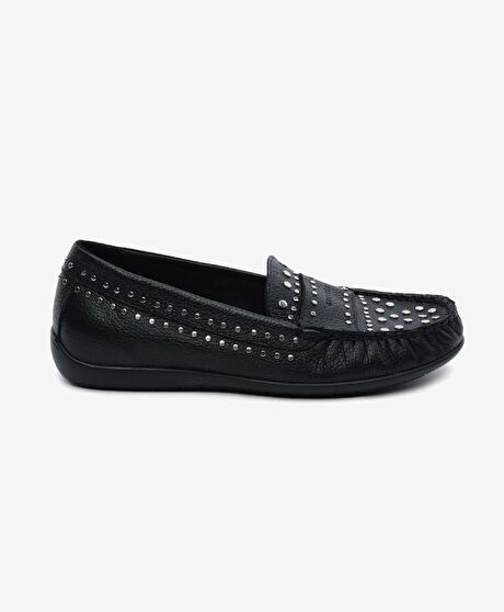 Kadın Siyah Hakiki Deri Loafer Ayakkabı